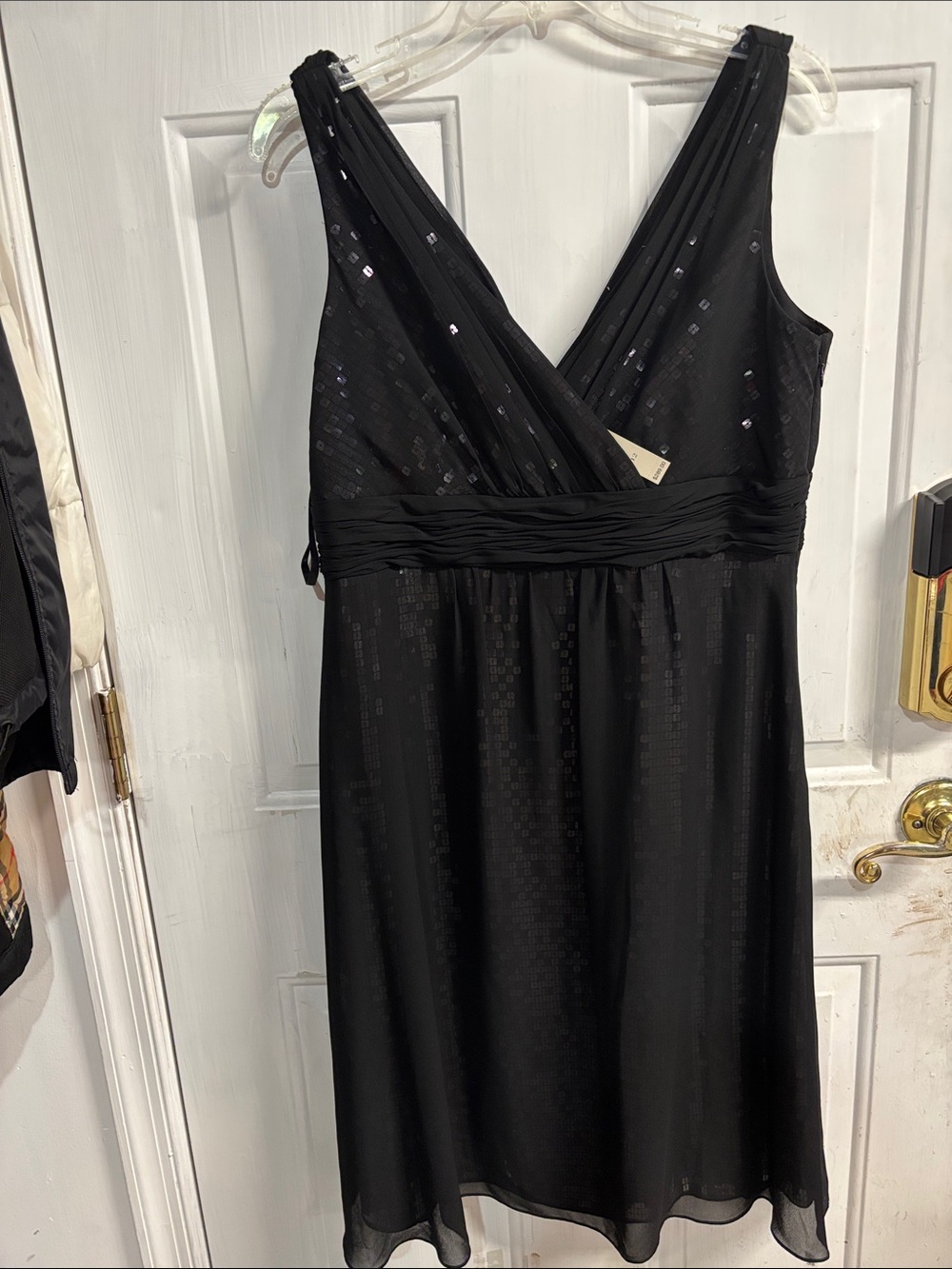 Ann Taylor Black Sequin V-Neck Midi Dress